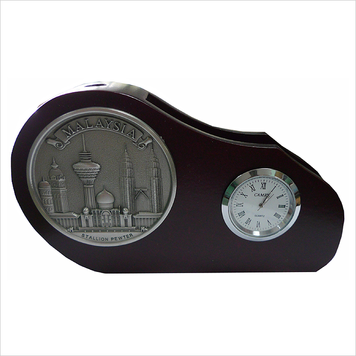 PW 004 - Wooden NC Holder & Pen Holder With Clock