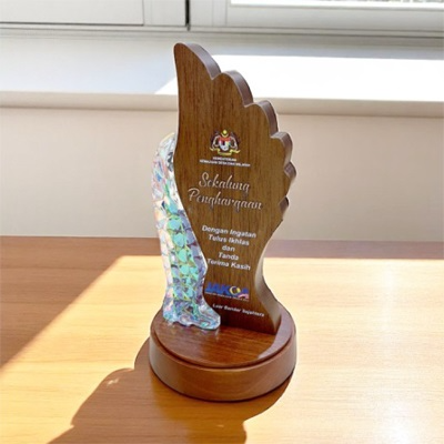 7707 - Wooden Plaque & Trophy