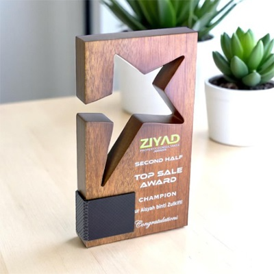 7698 - Wooden Plaque & Trophy