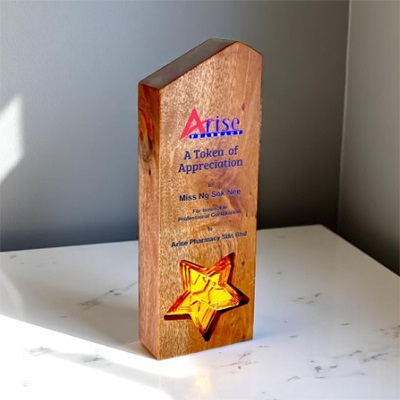 7694 - Wooden Plaque & Trophy