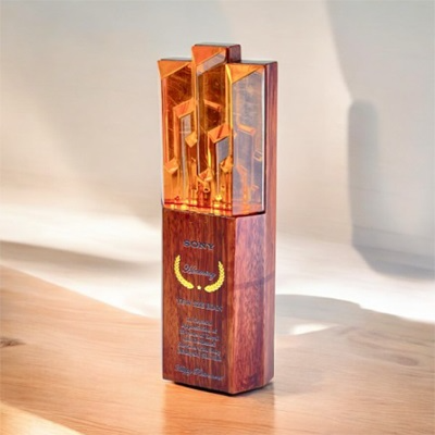 7690 - Wooden Plaque & Trophy