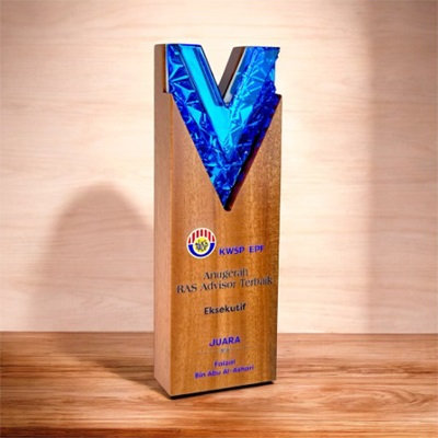 7685 - Wooden Plaque & Trophy