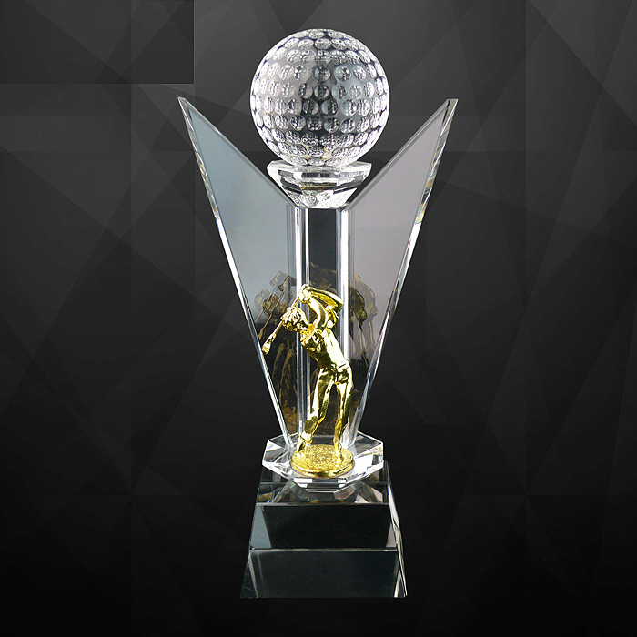 9077 - Exclusive Crystal Golf Trophy